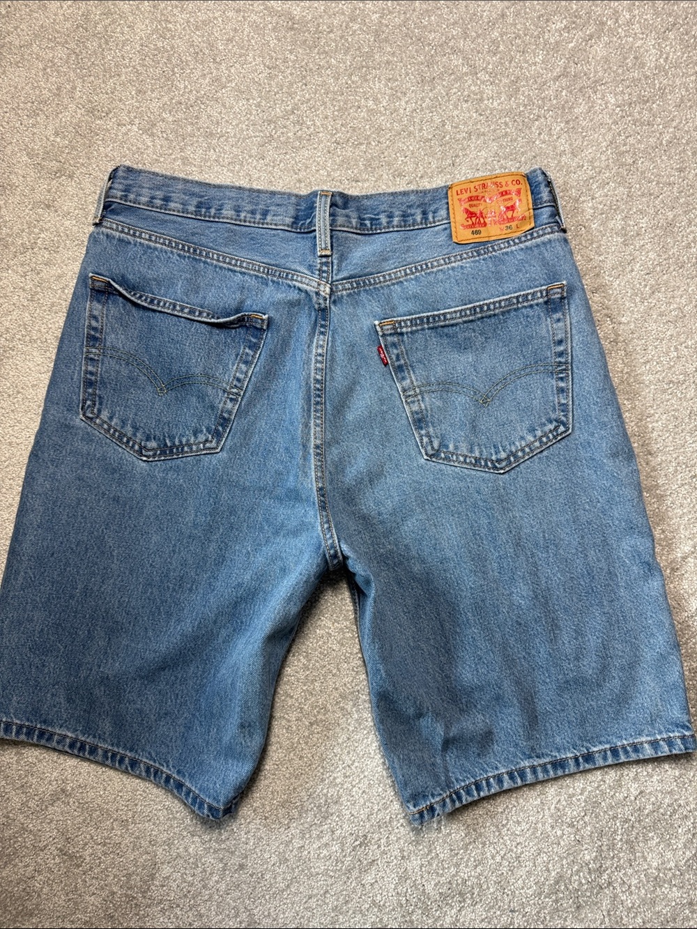 LEVI'S 469 JORTS JEAN SHORTS MEN'S SIZE 36 COTTON READ HEMMED DENIM LOOSE